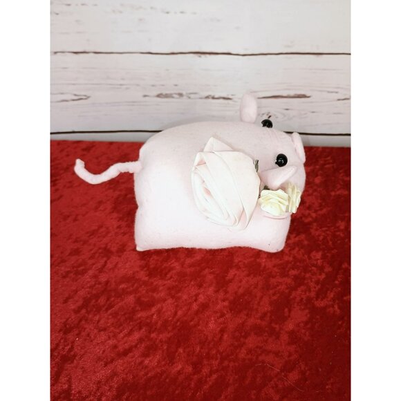 Handcrafted Felt Pig Plush With Rosette Accessories Plush Stuffed Animal Toy - Picture 2 of 5